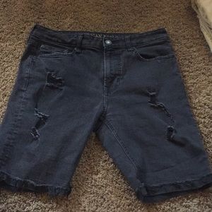 Black Denim Distressed American Eagle Shorts